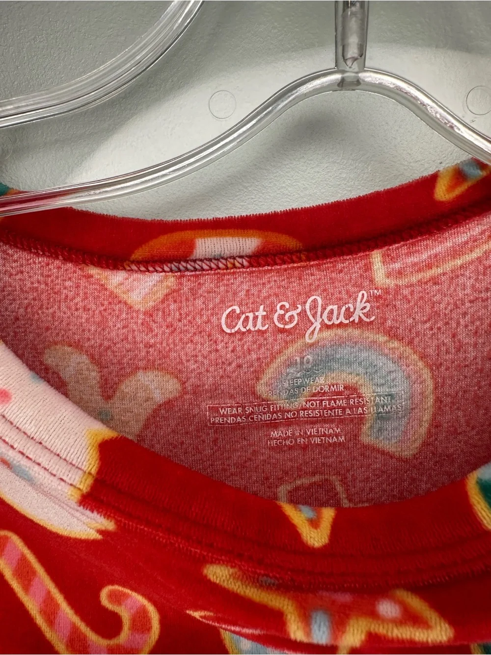 Cat & Jack Kids Red Holiday Print Pajama Set 2-Piece Christmas Snowman Kids 10